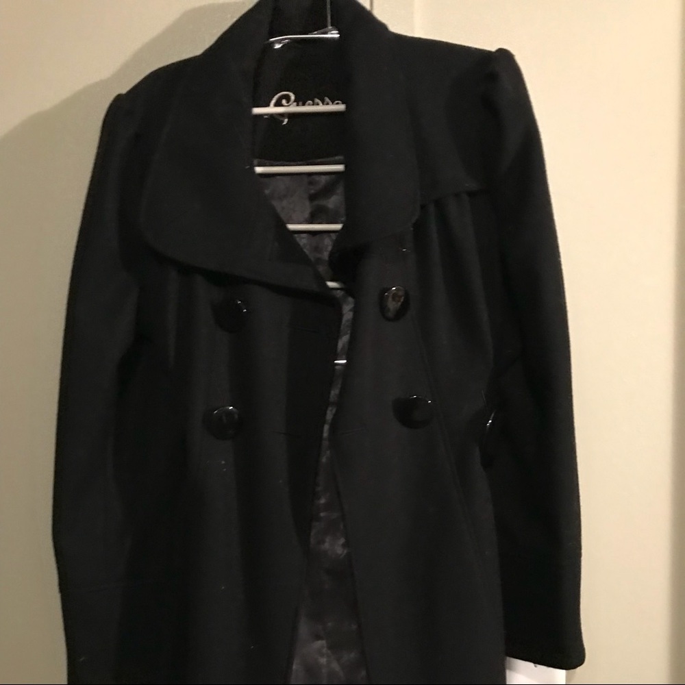 Black pea coat by guess